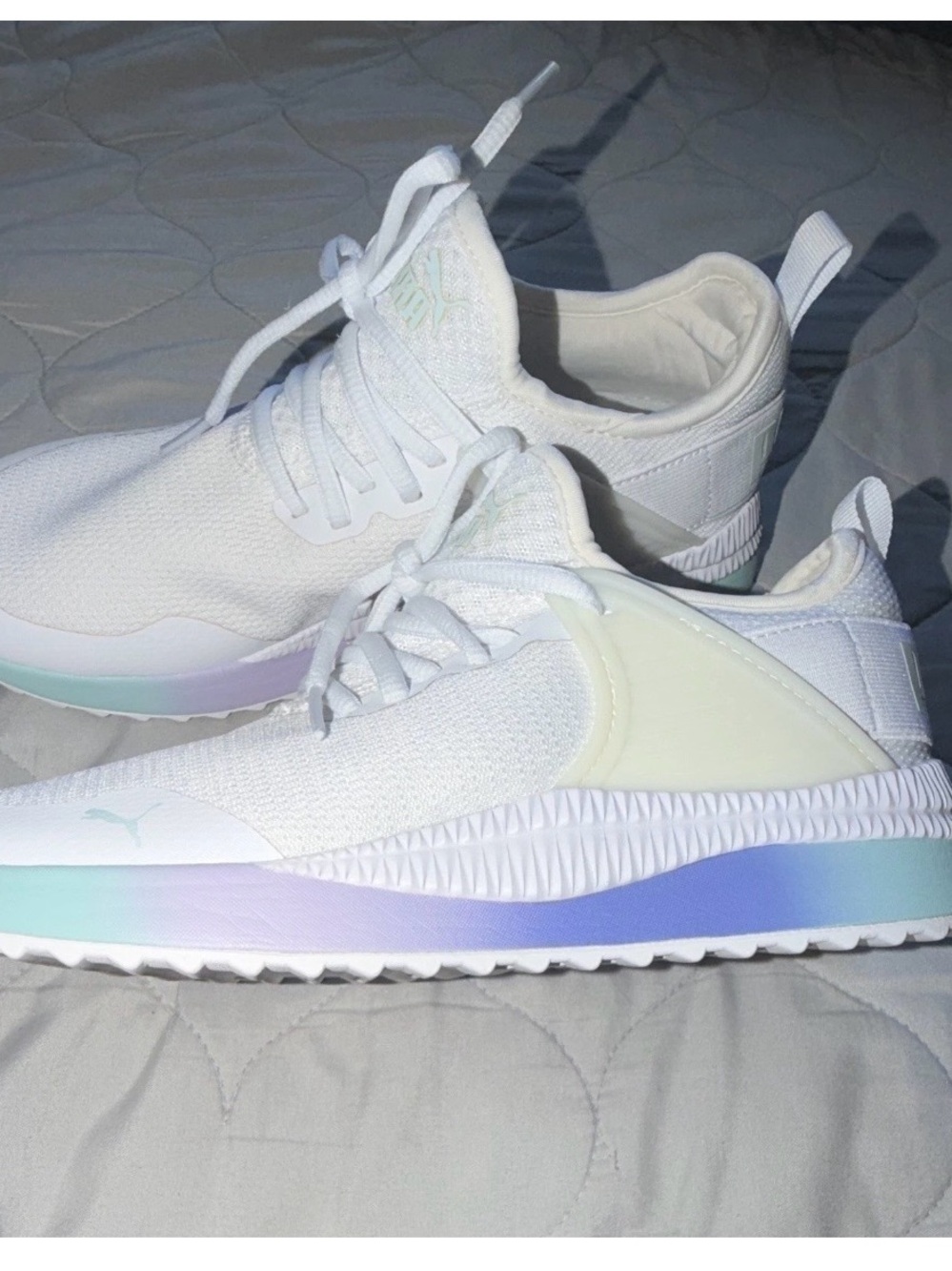 Puma White Sneakers with Pastel Gradient Midsole